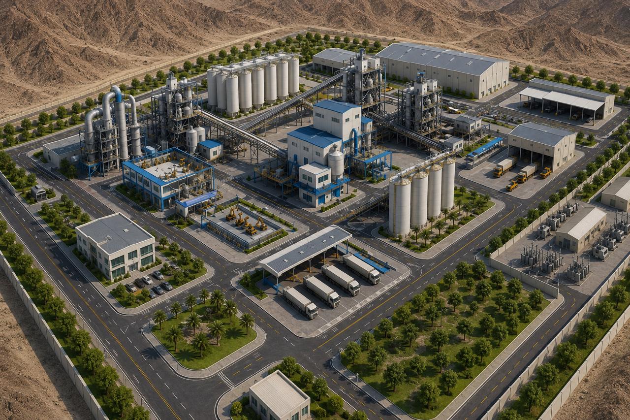 Aerial view of the processing plant complex